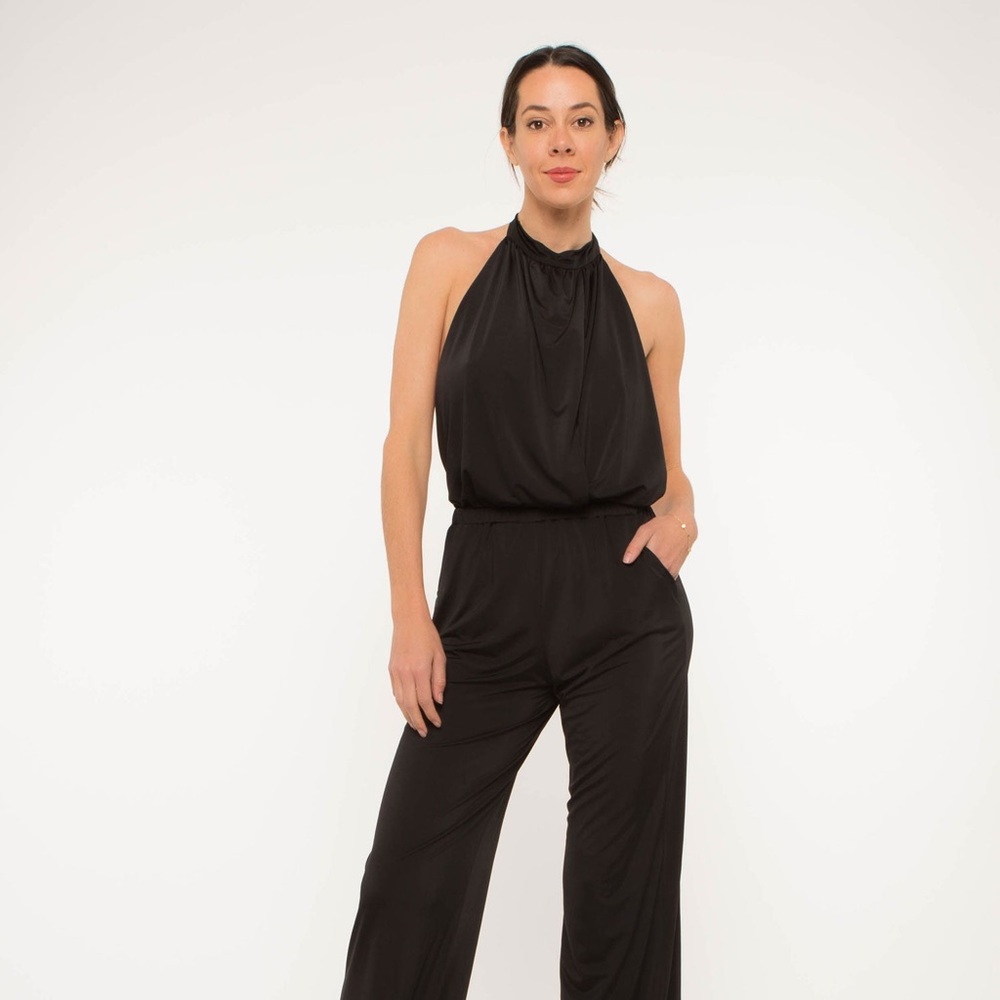 NWT Ripley Rader Black Jumpsuit - Backless Halter, size 2